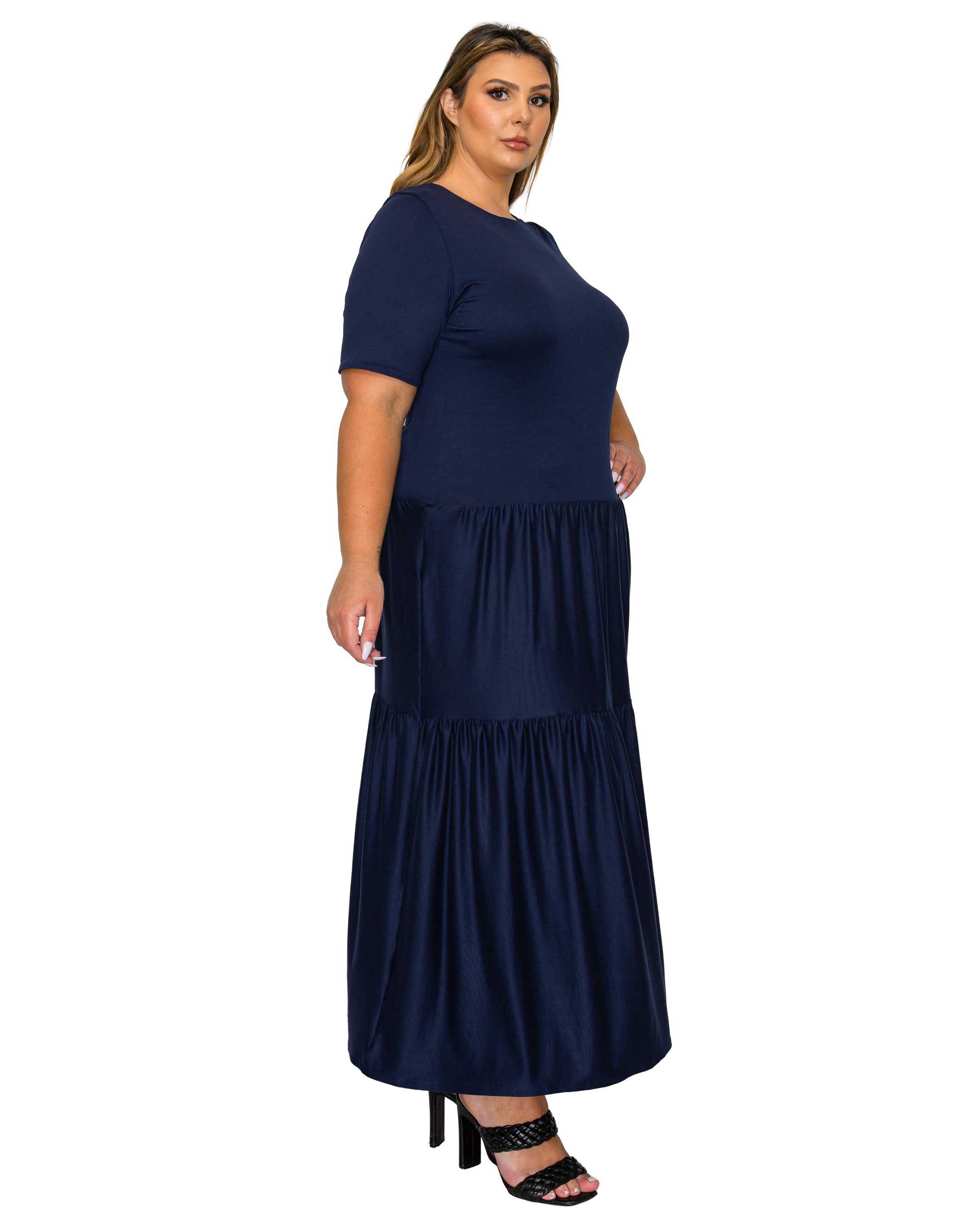 JOURDAN TIERED MAXI DRESS, Navy / Navy, alternate image number 1
