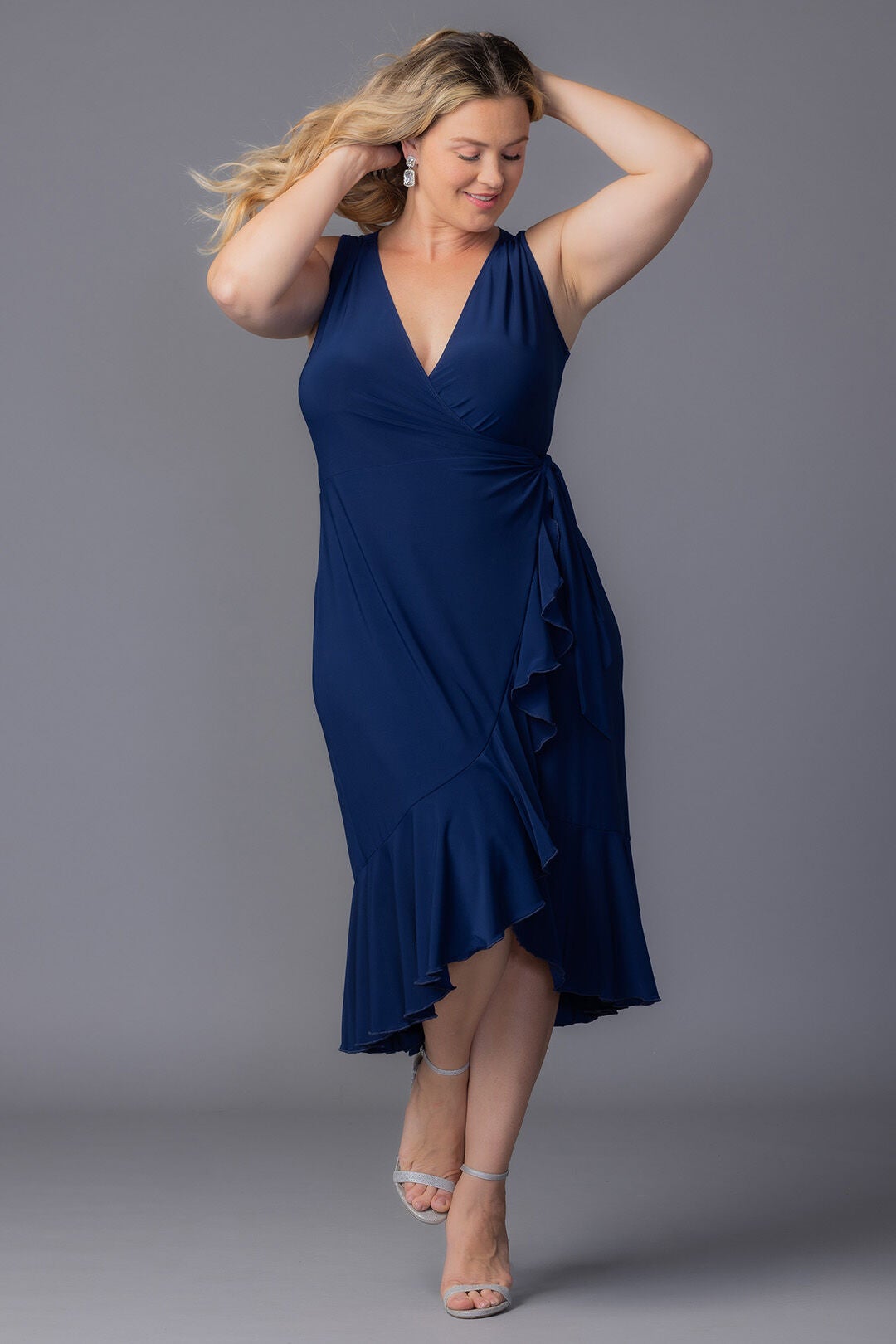 Laguna Sleeveless Wrap Dress, Nouveau Navy / Navy, alternate image number 5