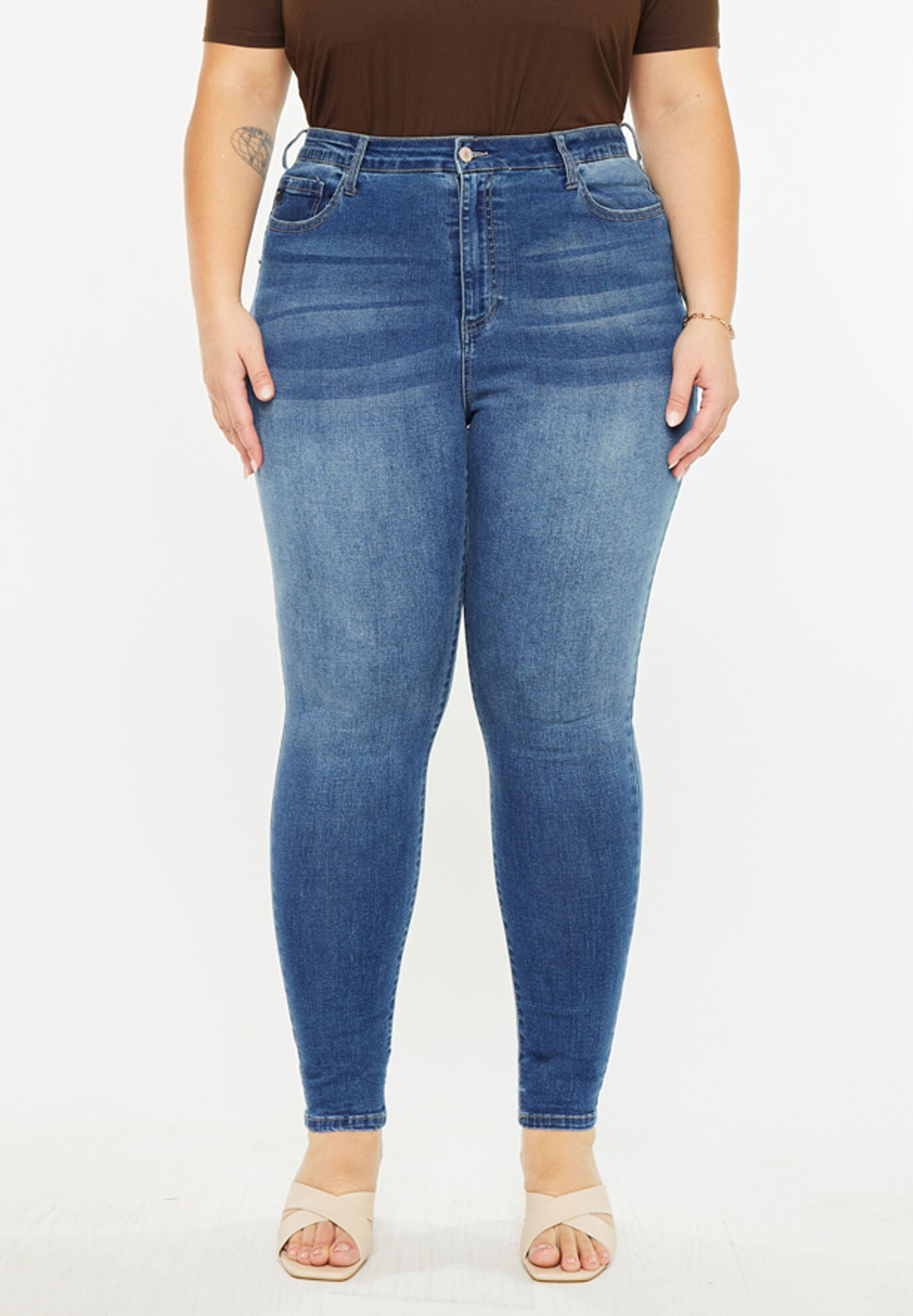 Bluebird Essentials High Rise Super Skinny Jeans (Plus Size), Medium Wash / Medium Wash, hi-res image number 0