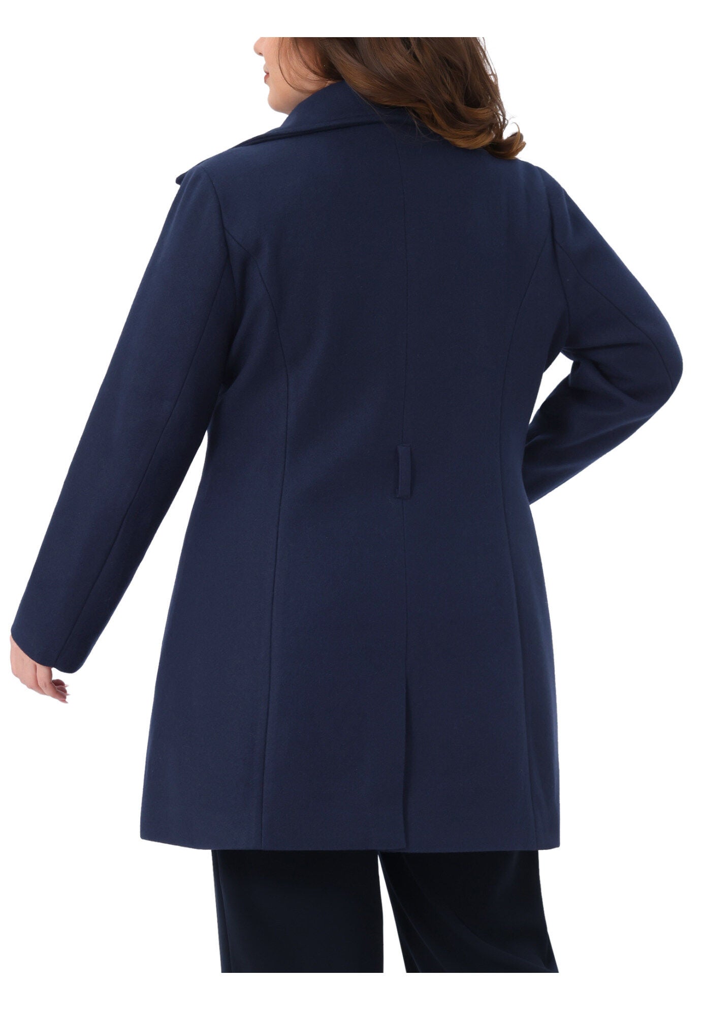 Single Breasted Overcoat Pockets Winter Outerwear with Belt, Navy Blue / Navy, alternate image number 3