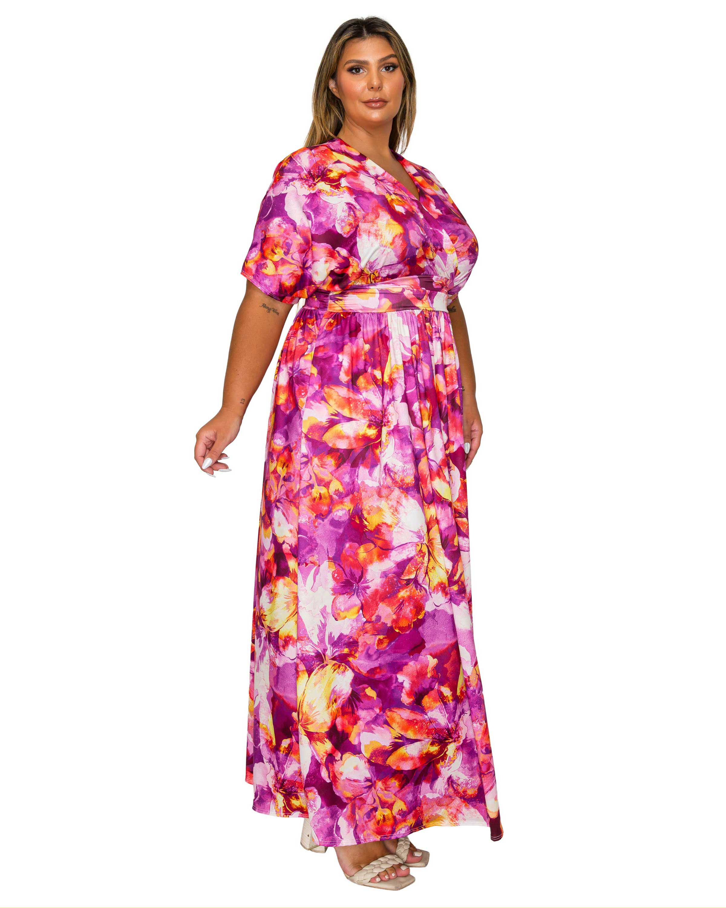 Minoa Floral Empire Waist Dress, Fuchsia / Pink, alternate image number 1