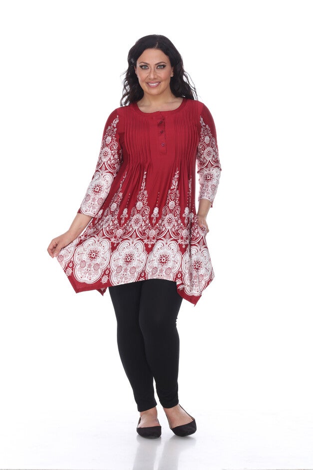 Dulce Tunic Top, BurgundyWhite / Burgundy, alternate image number null