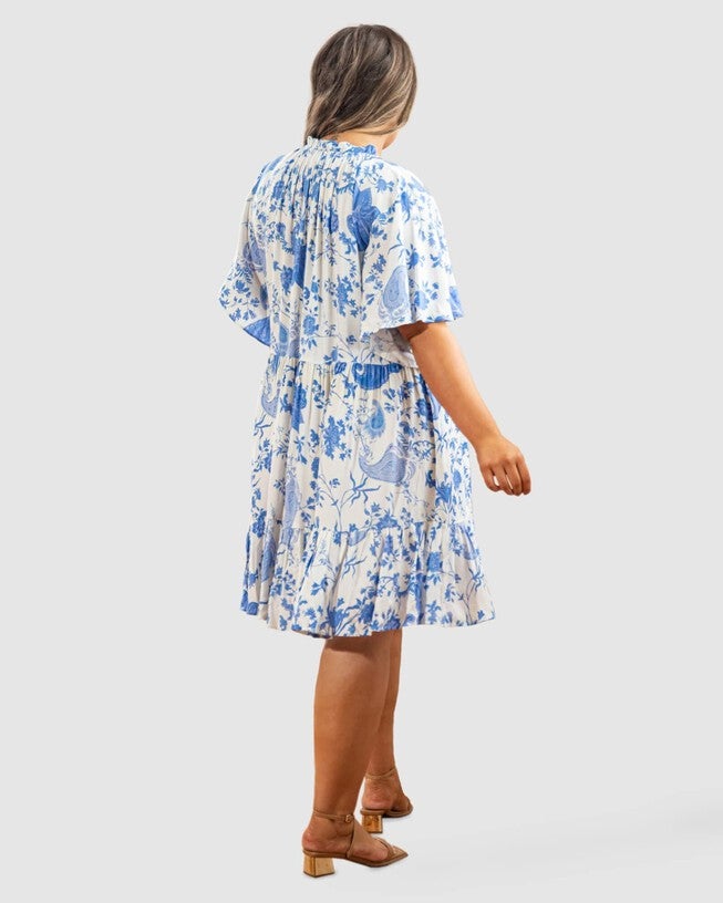 Jamie Short Sleeve Dress, Paisley / Cornflower Blue, alternate image number null