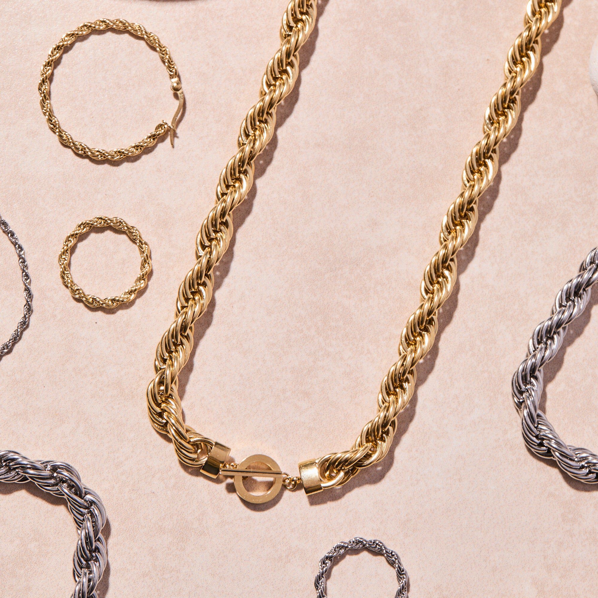 Large Rope Chain Toggle Necklace, Gold / Gold, alternate image number 1