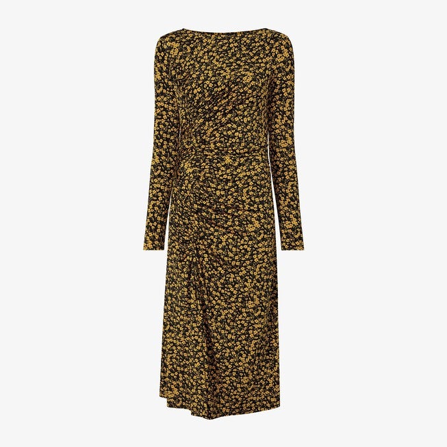 Rani Slinky Dress - Printed Jersey, Bloom Print / Yellow, alternate image number 3