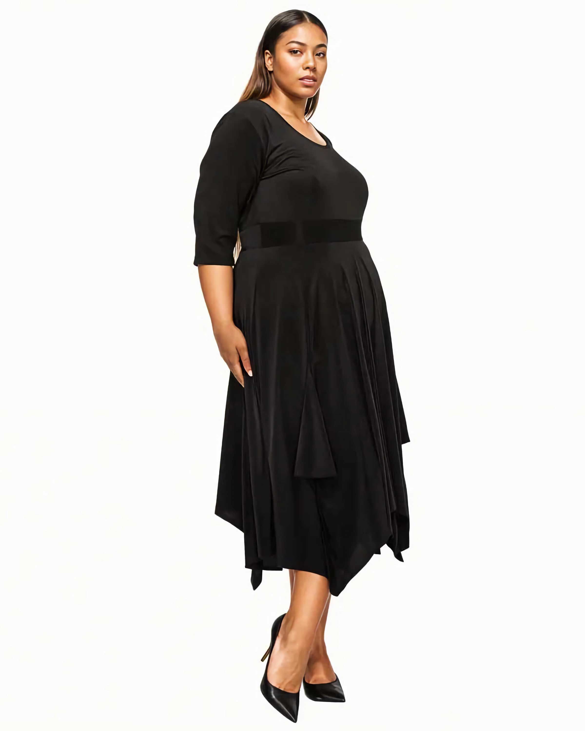 Shay Handkerchief Hem Dress, Black / Black, alternate image number 1
