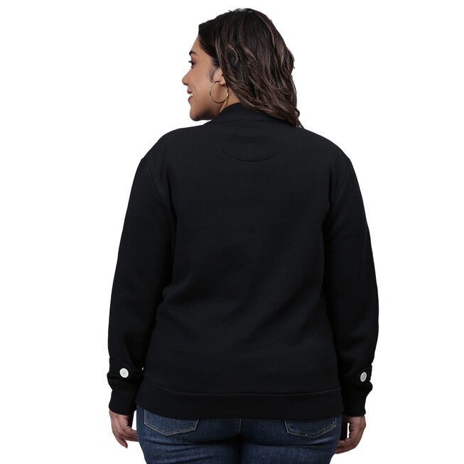 Navy Buttoned Sweatshirt, Black / Black, alternate image number null