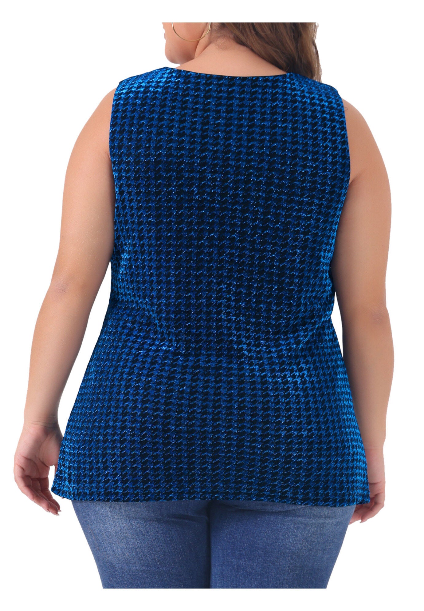 SEQUIN TOP SLEEVELESS GLITTER GRADIENT TANK VEST, Royal Blue / Royal Blue, alternate image number 3
