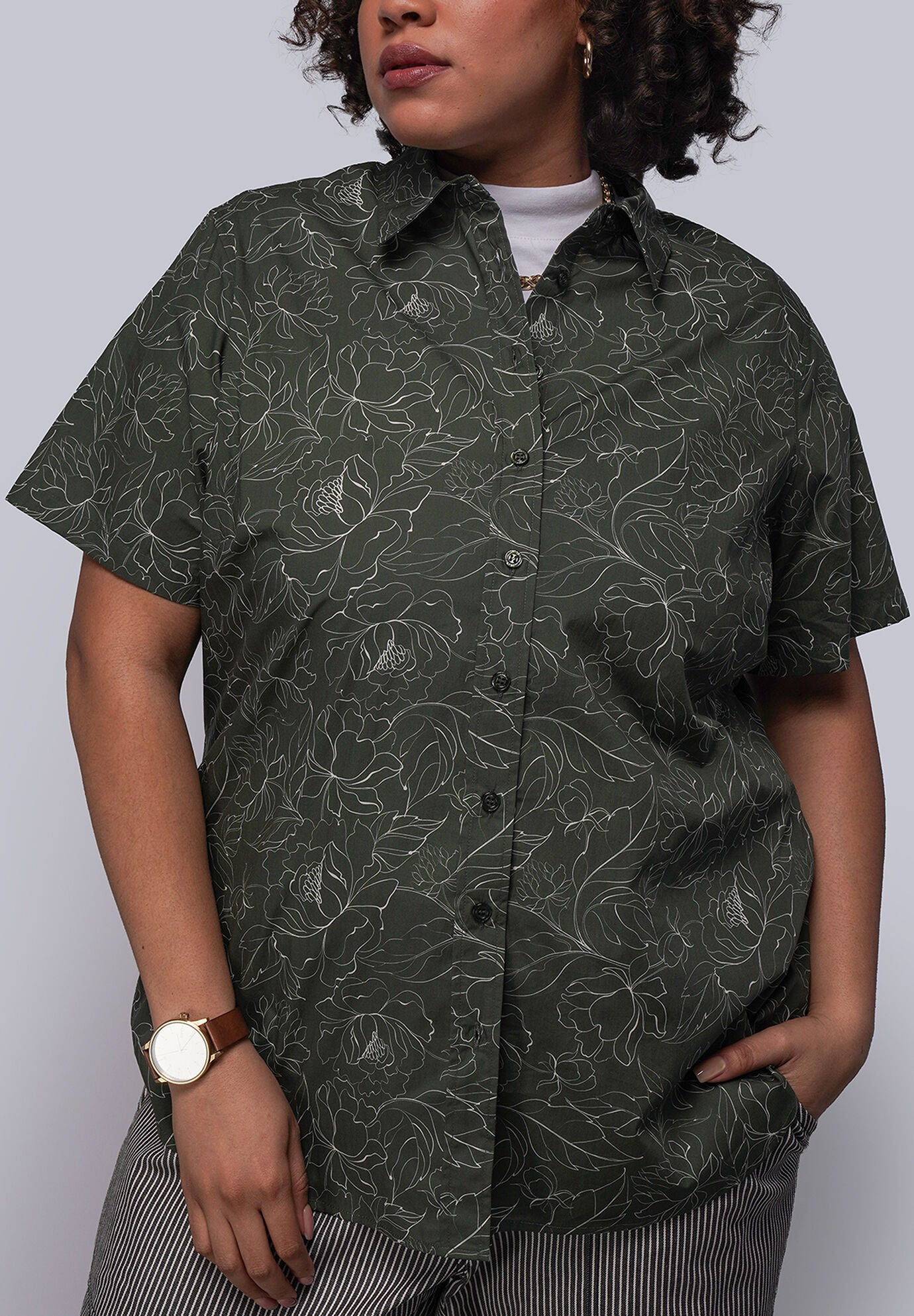 The Essential Button Up, PEONY SPRUCE / Forest Green, hi-res image number 0