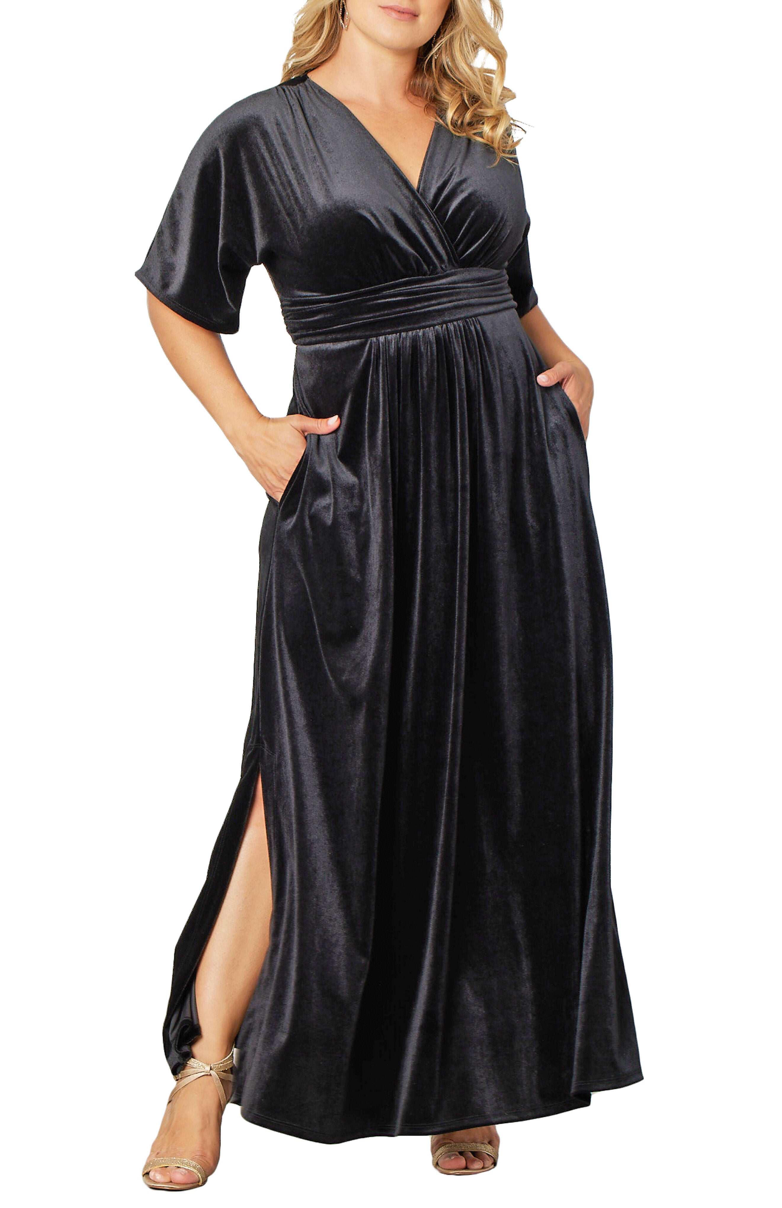 Verona Velvet Evening Gown, ONYX / Black, alternate image number 3