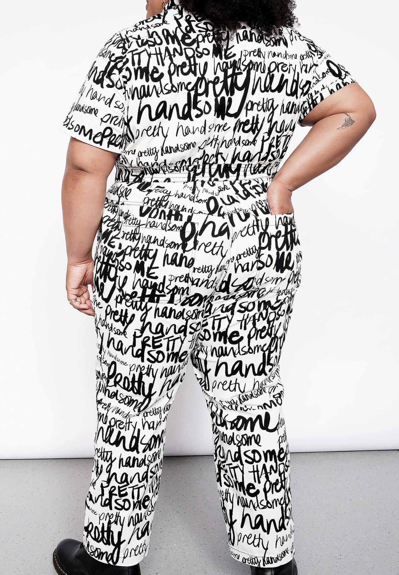 The Essential High Waisted Coverall, PRETTY HANDSOME SCRIPT WHITE / White, alternate image number 2