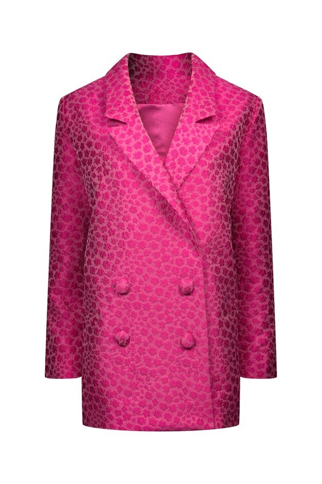 PINK TEXTURED BOYFREND BLAZER, Pink / Pink, alternate image number 1