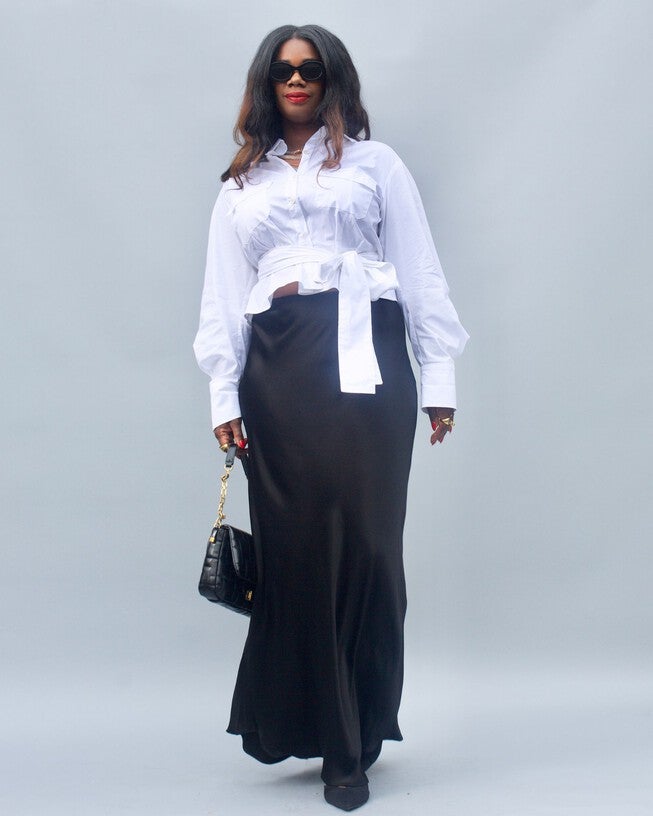 Eudora Maxi Bias Skirt in Black, Black / Black, alternate image number null