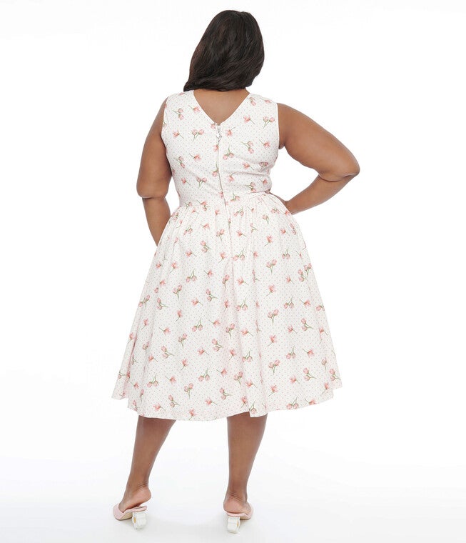 Barbie x Unique Vintage 1960s Pink Rosebud Garden Party Swing Dress, , alternate image number 5