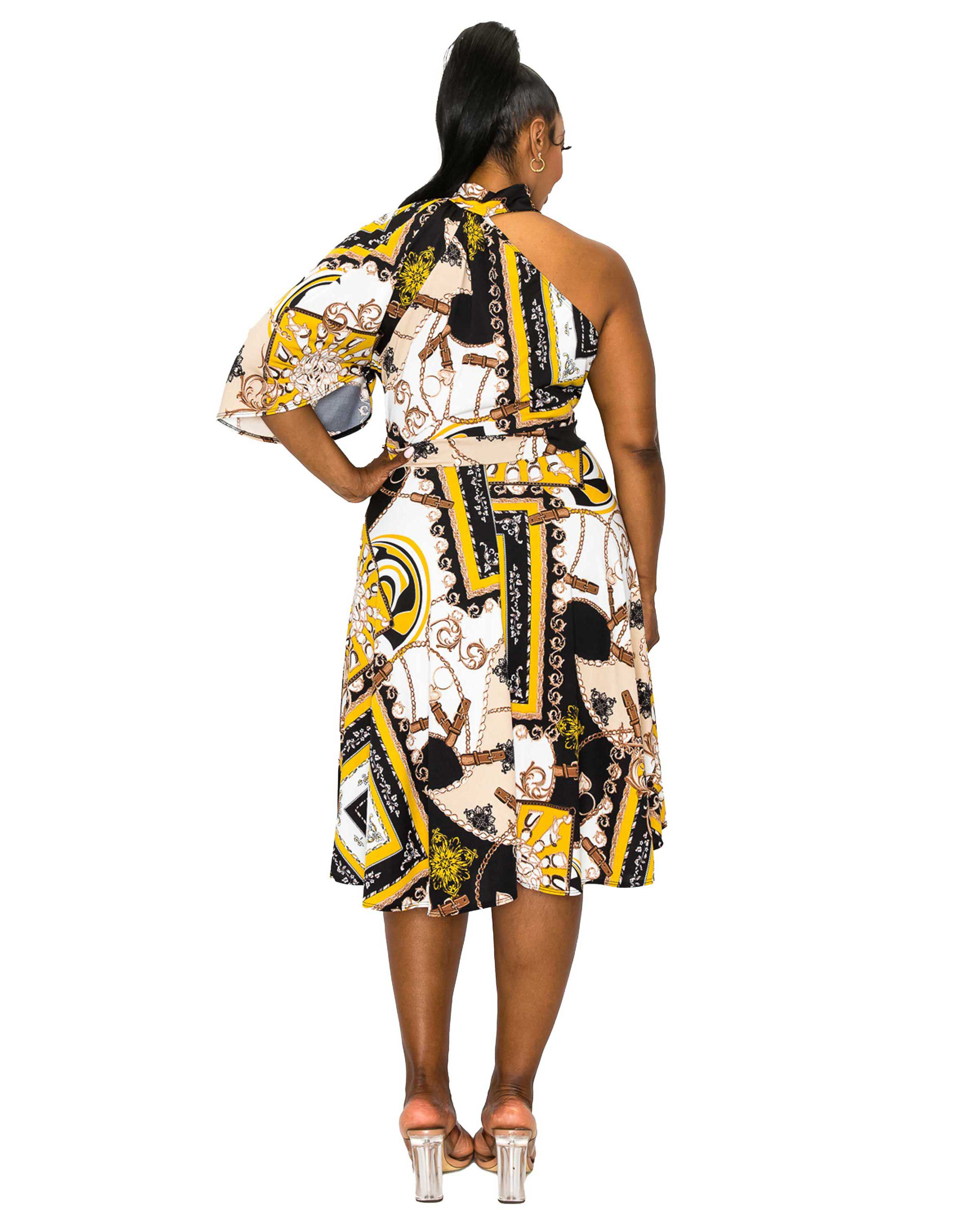 KNOWLES ONE SHOULDER BAROQUE PRINT FLARE, , alternate image number 5
