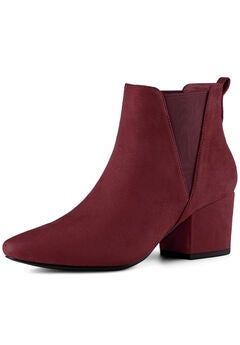 POINTED TOE MID BLOCK HEEL CHELSEA BOOTS