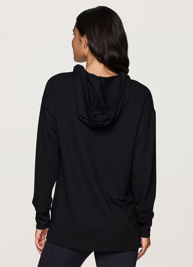 Plus Long Weekend Hoodie Tunic, Black / Black, alternate image number 1