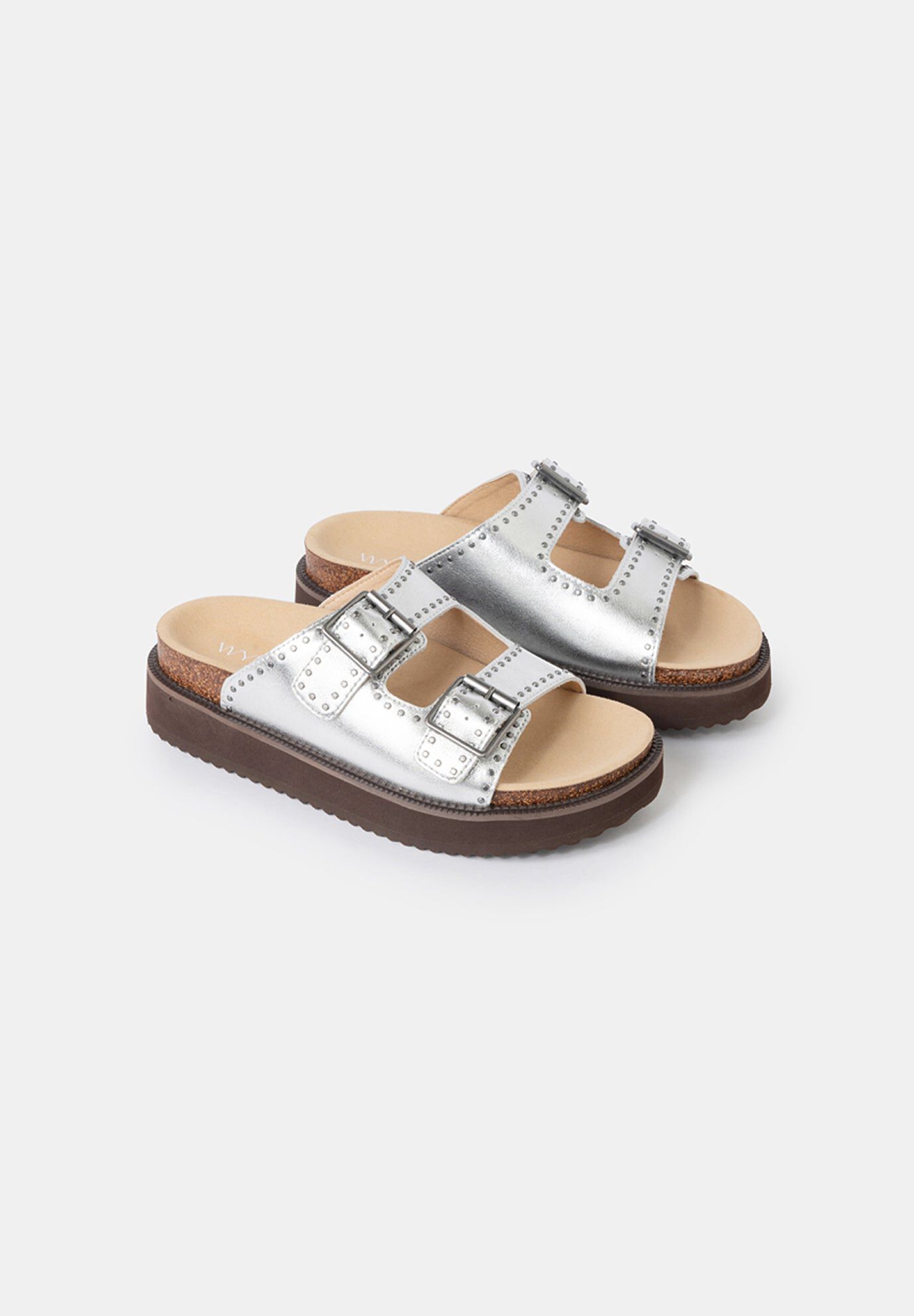Murphy Footbed Slides, Metallic Silver / Silver, alternate image number 1