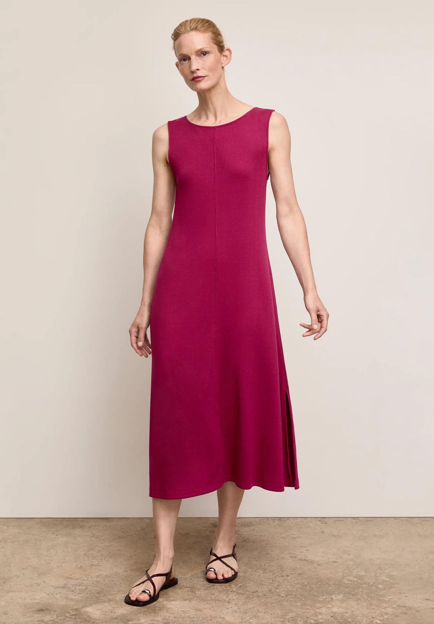 Milano Drape Dress - Plush Pima, Dark Fuchsia / Deep Fuchsia, hi-res image number 0