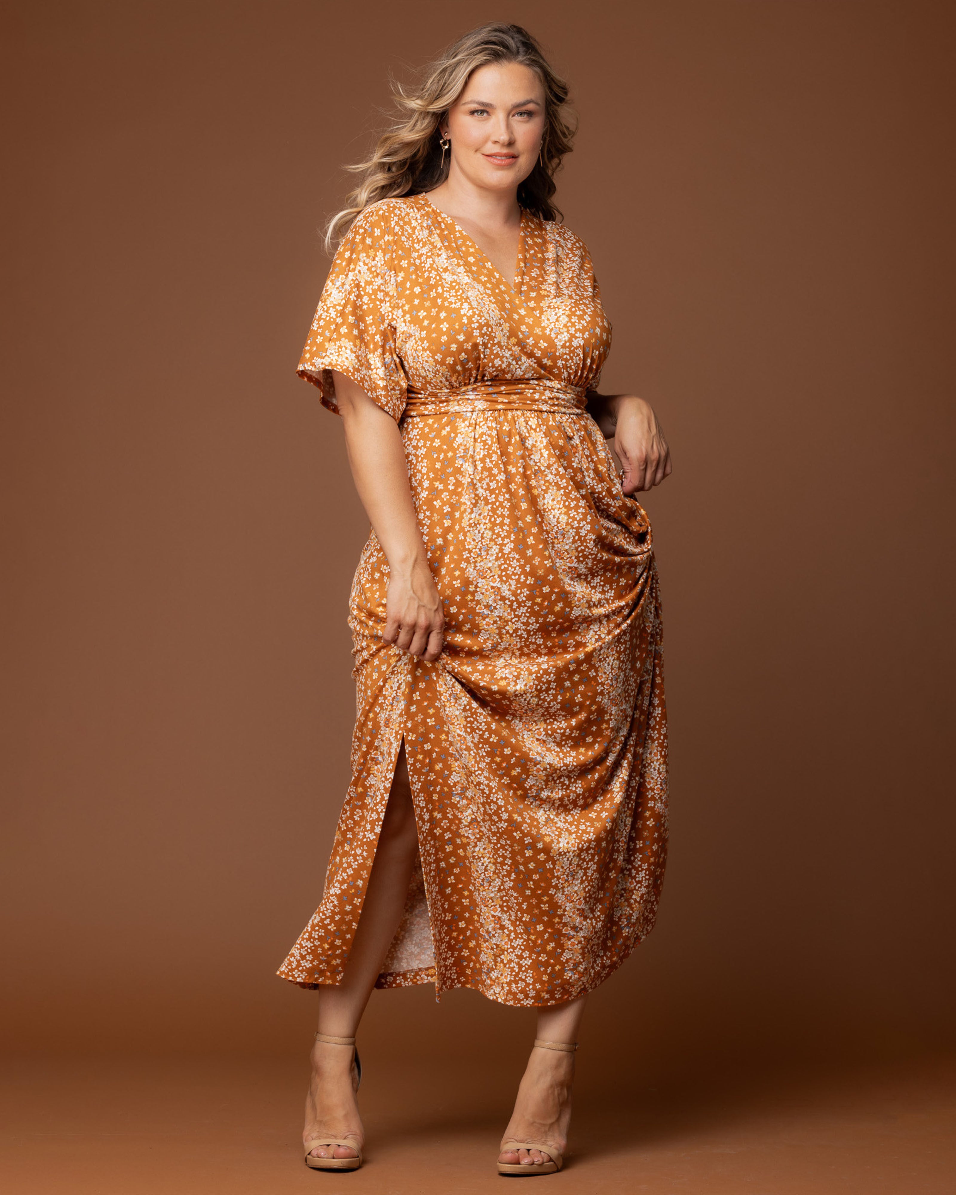 Vienna Maxi Dress, AMBER FLORAL FALLS / Orange, alternate image number 4