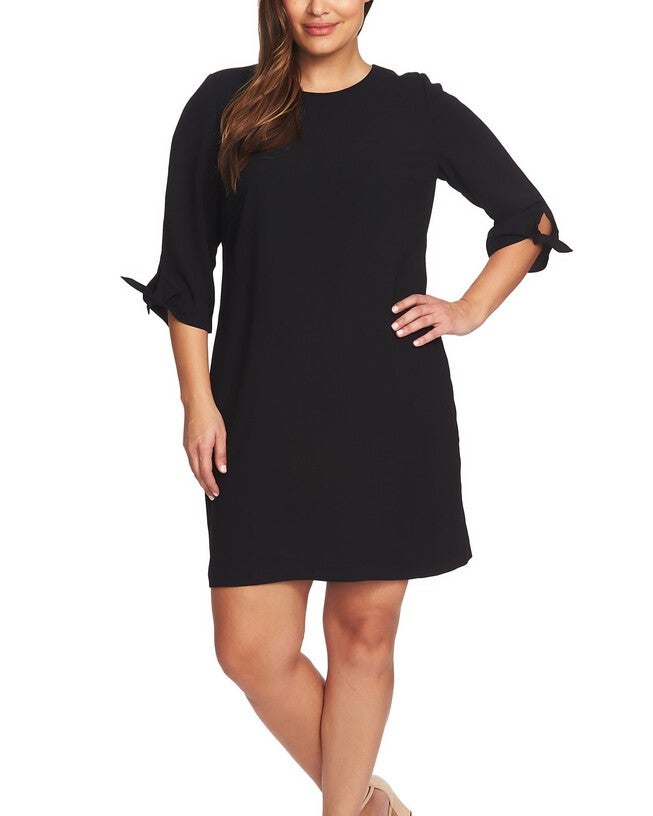 Ella Tie Sleeve Shift Dress, RICH BLACK / Black, hi-res image number 0