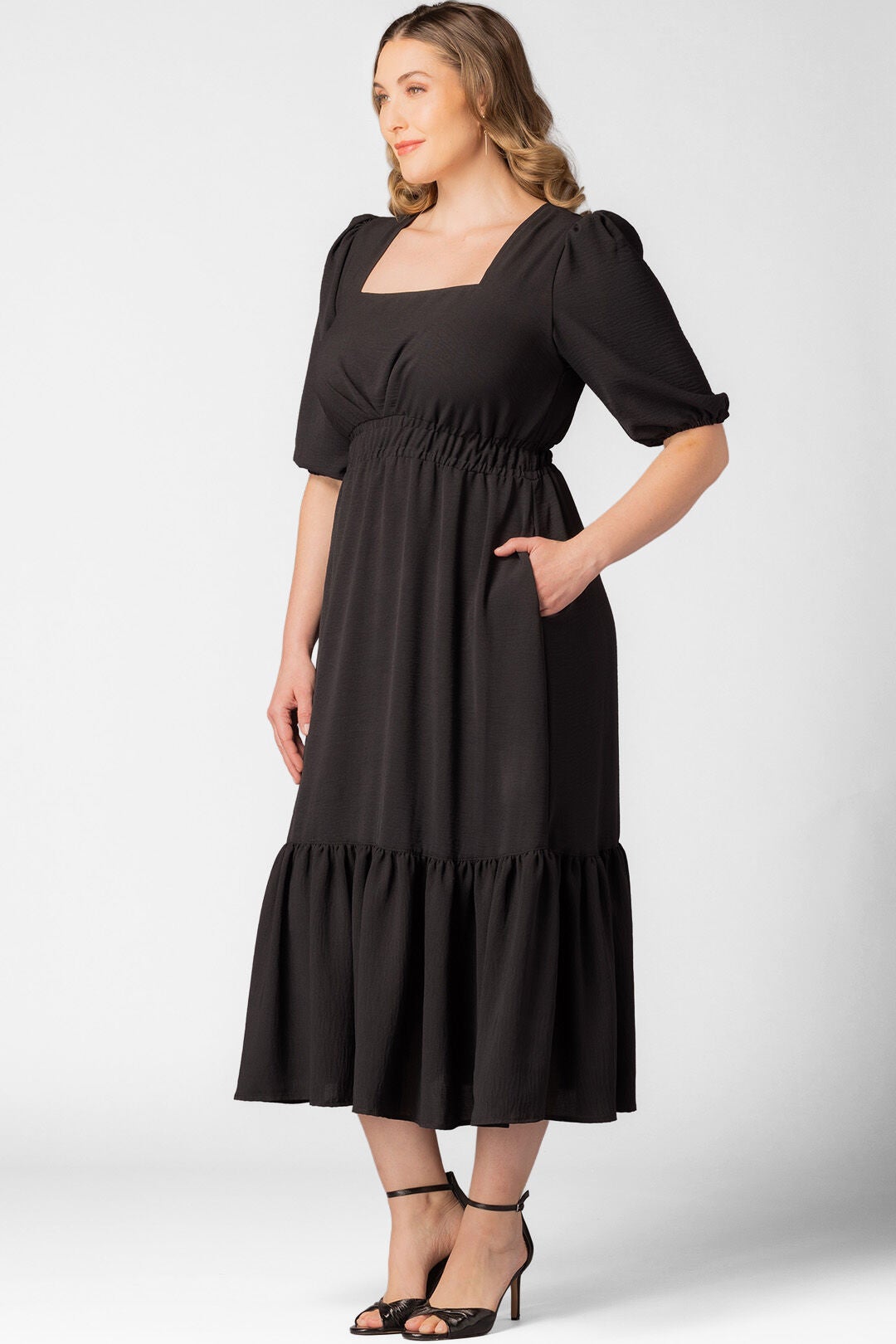 Bailey Square Neck Maxi Dress, Black Noir / Black, alternate image number 3