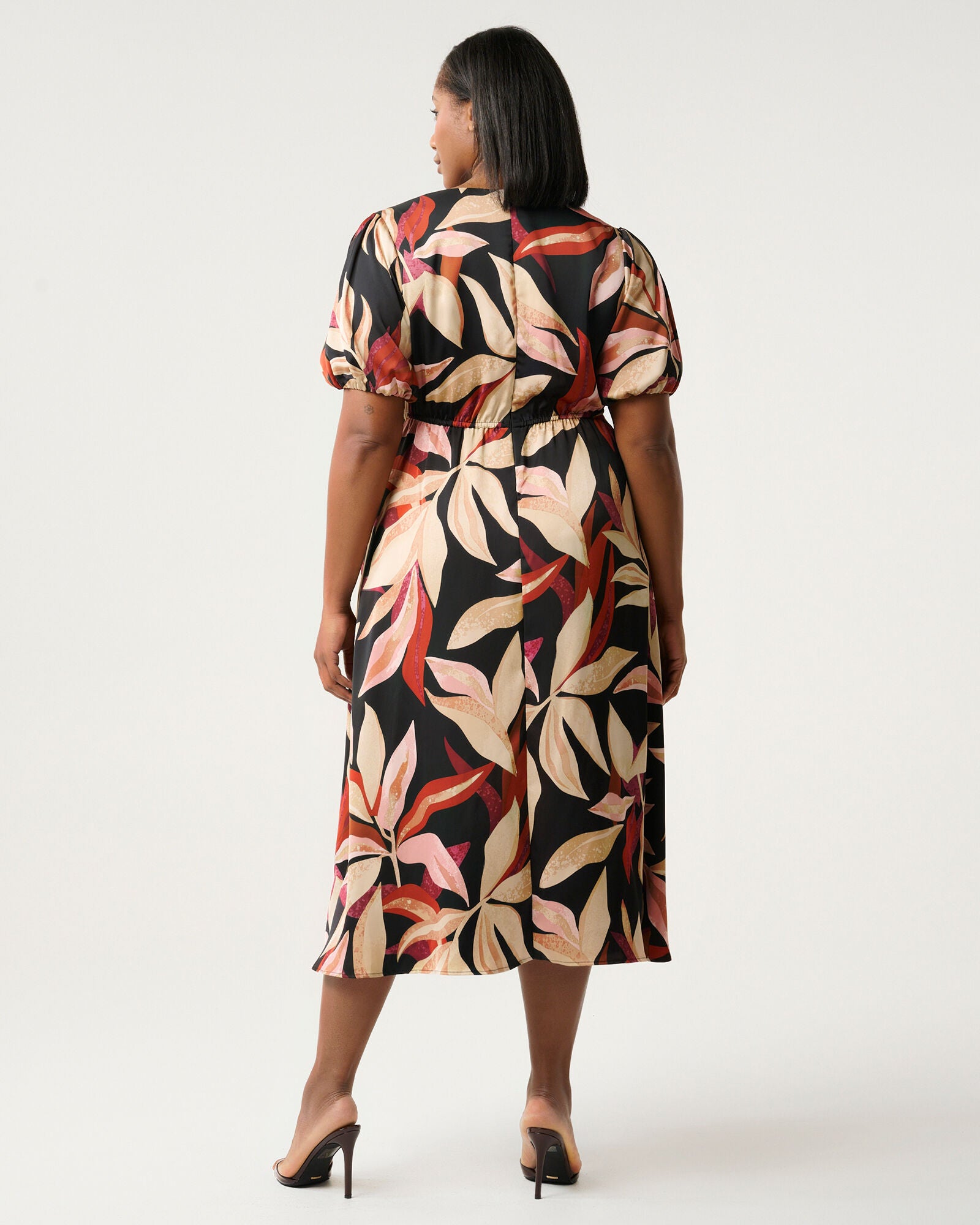 Laura Cotton Midi Dress, Berry Flora / Pink, alternate image number 3