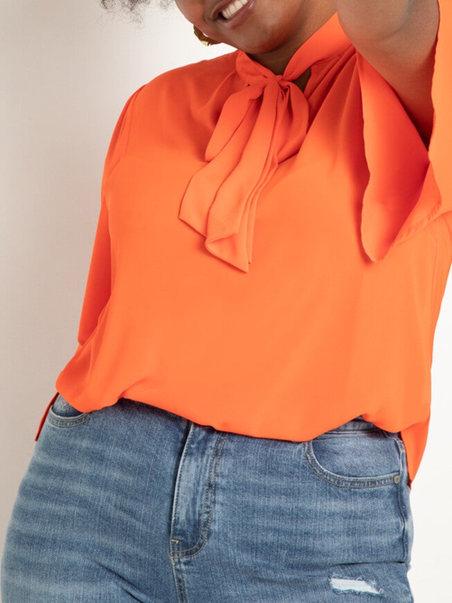 Zoey Bow Blouse With Flutter Sleeve, , alternate image number null