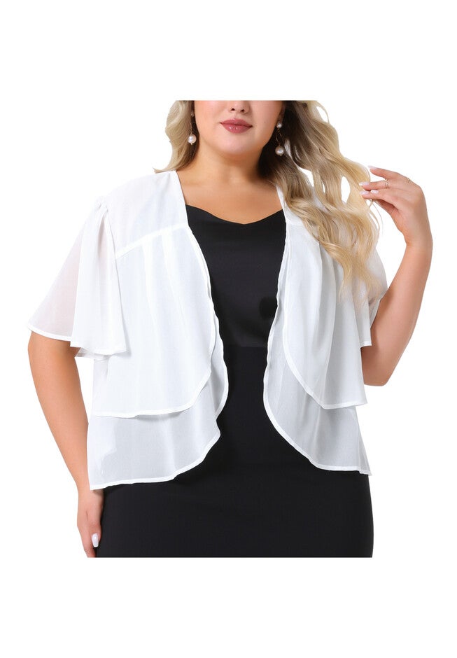 Summer Open Front Cropped Sheer Shrug, White / White, alternate image number 2