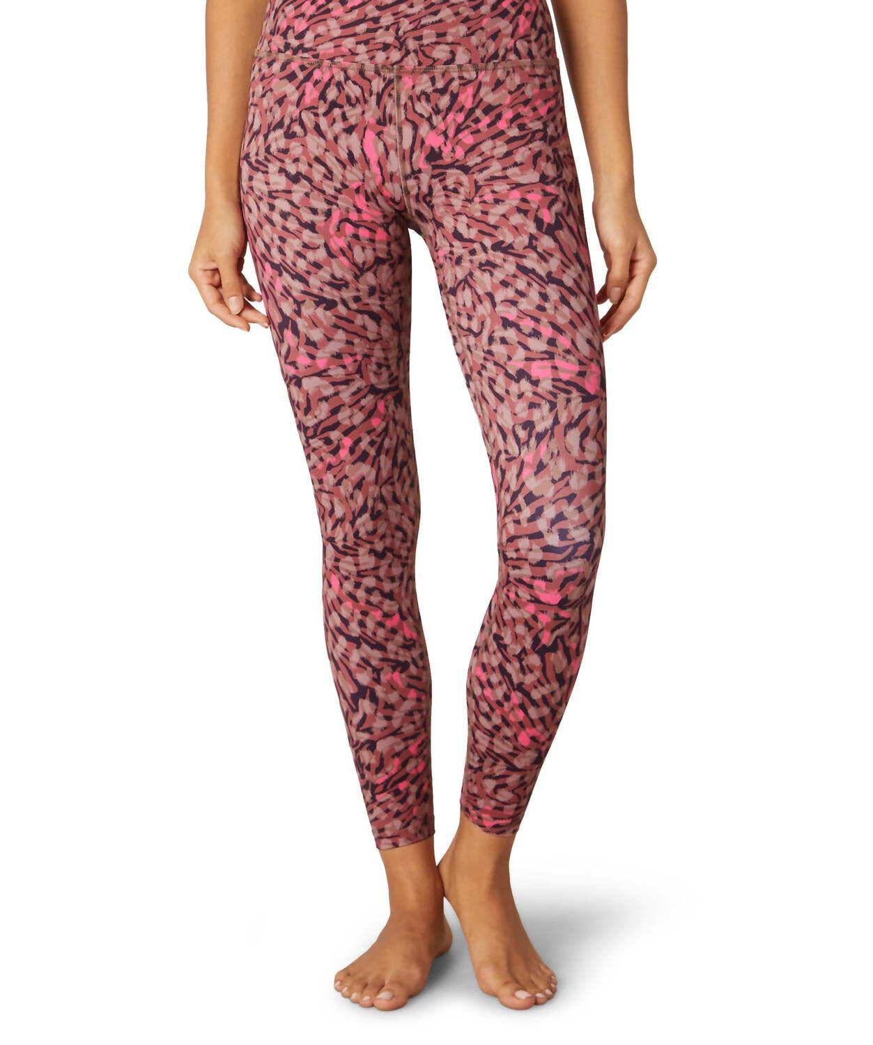 LUX HIGH WAISTED MIDI LEGGINGS IN ELECTRIC CHEETAH SWIRL, Electric Cheetah Swirl / Pink, hi-res image number 0