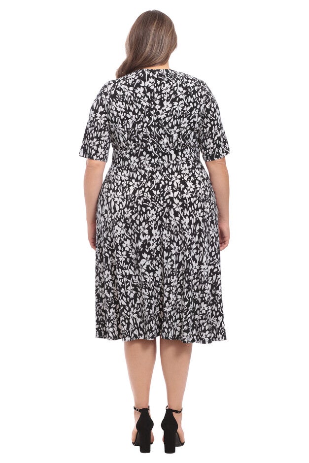 Floral inset waist midi dress, , alternate image number null
