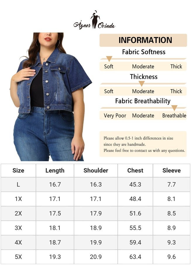 SHORT SLEEVE BUTTON DOWN CROPPED DENIM JACKET, Blue / Royal Blue, alternate image number 4