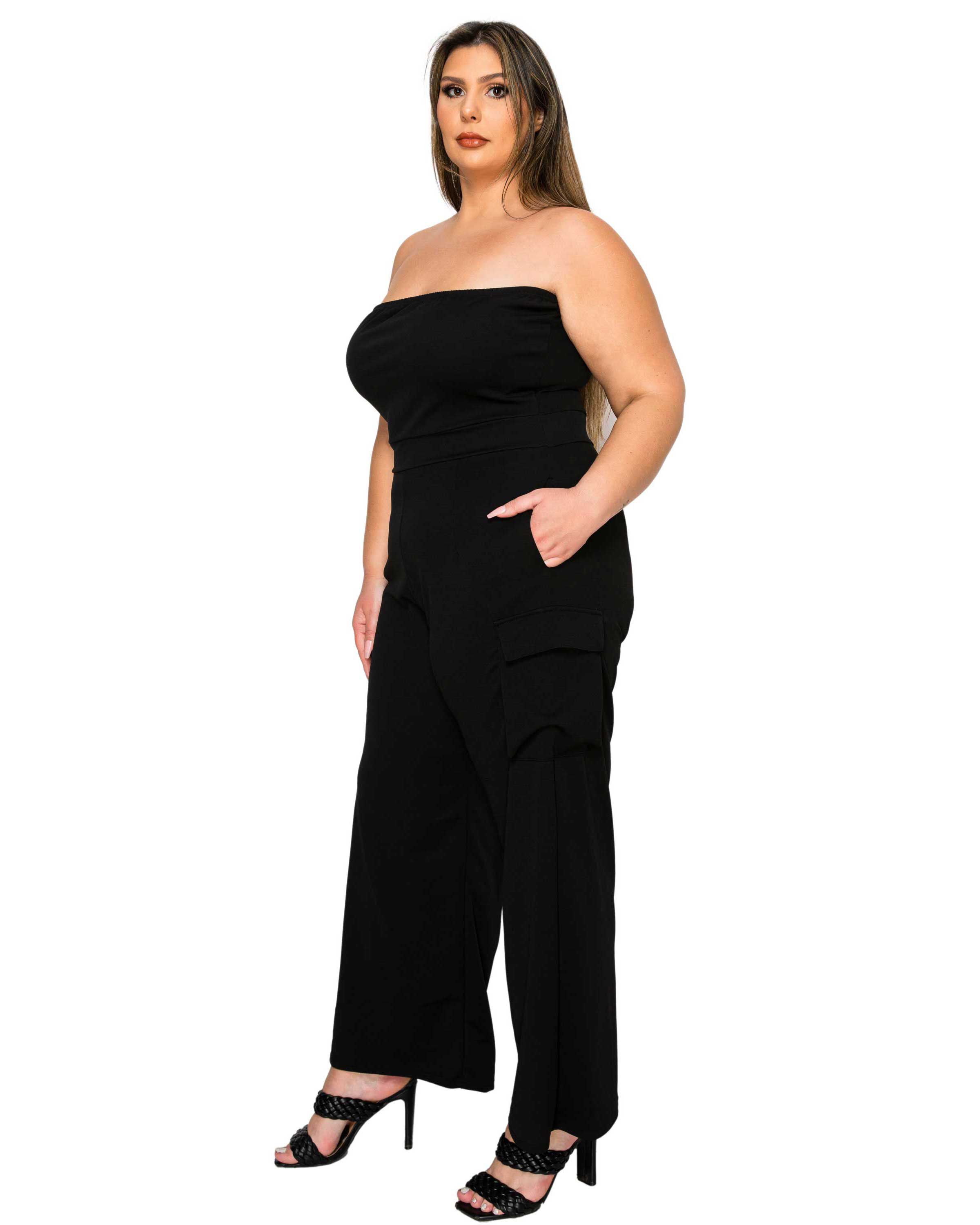 Yumi Sleeveless Cargo Jumpsuit, Black / Black, alternate image number 1