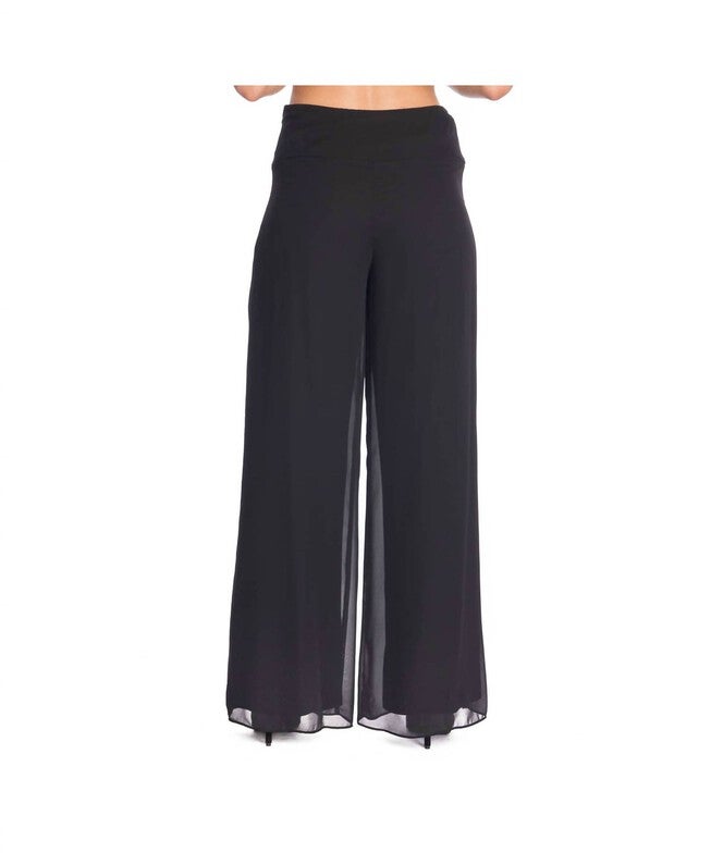 CHIFFON WIDE LEG PANT IN BLACK, Black / Black, alternate image number null