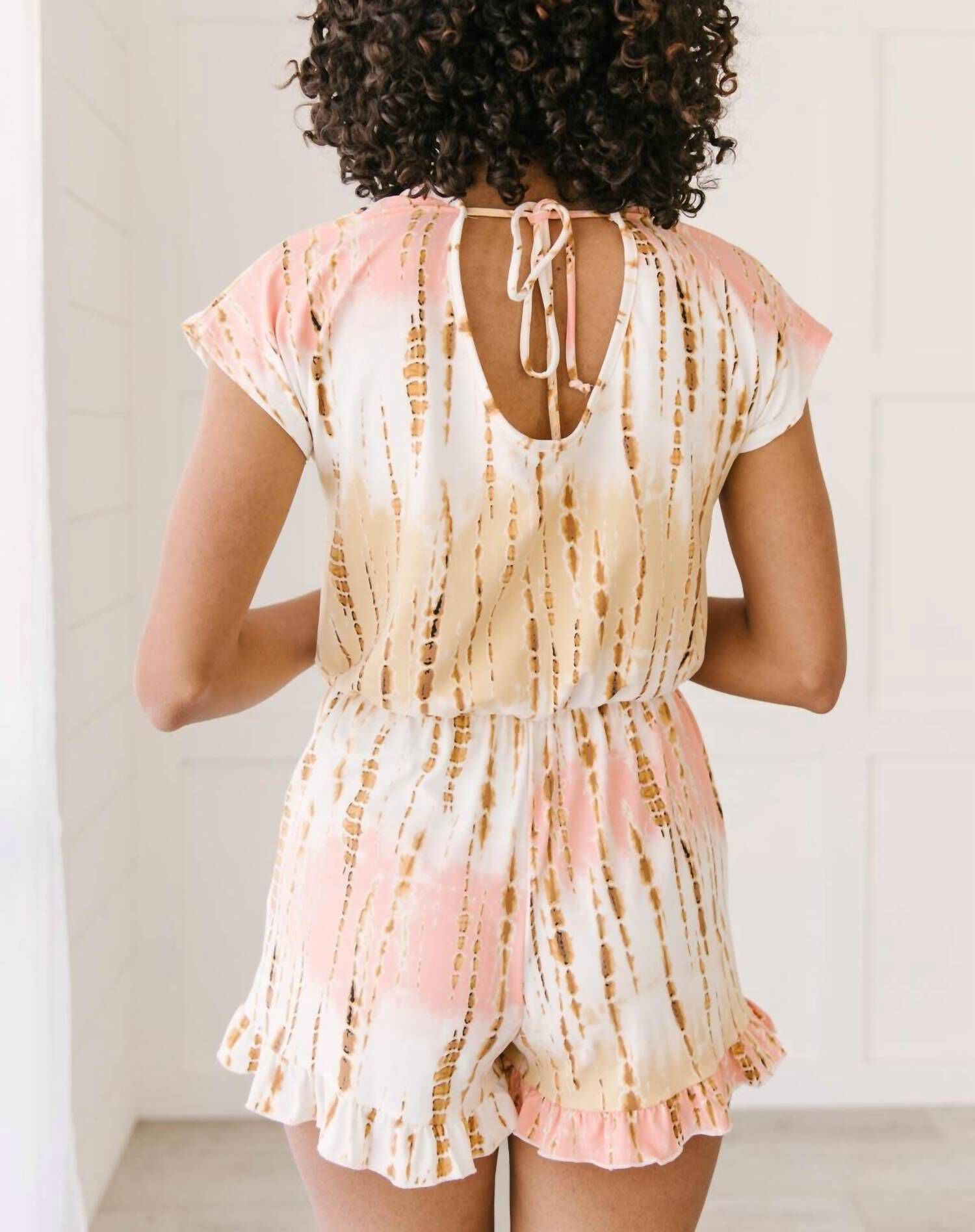 BAMBOO TIE DYE ROMPER IN PEACH, , alternate image number 5