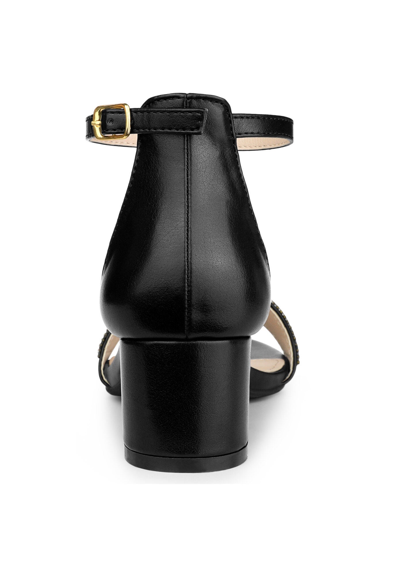 Rhinestone Sparkly Chunky Heels Sandals, Black / Black, alternate image number 2