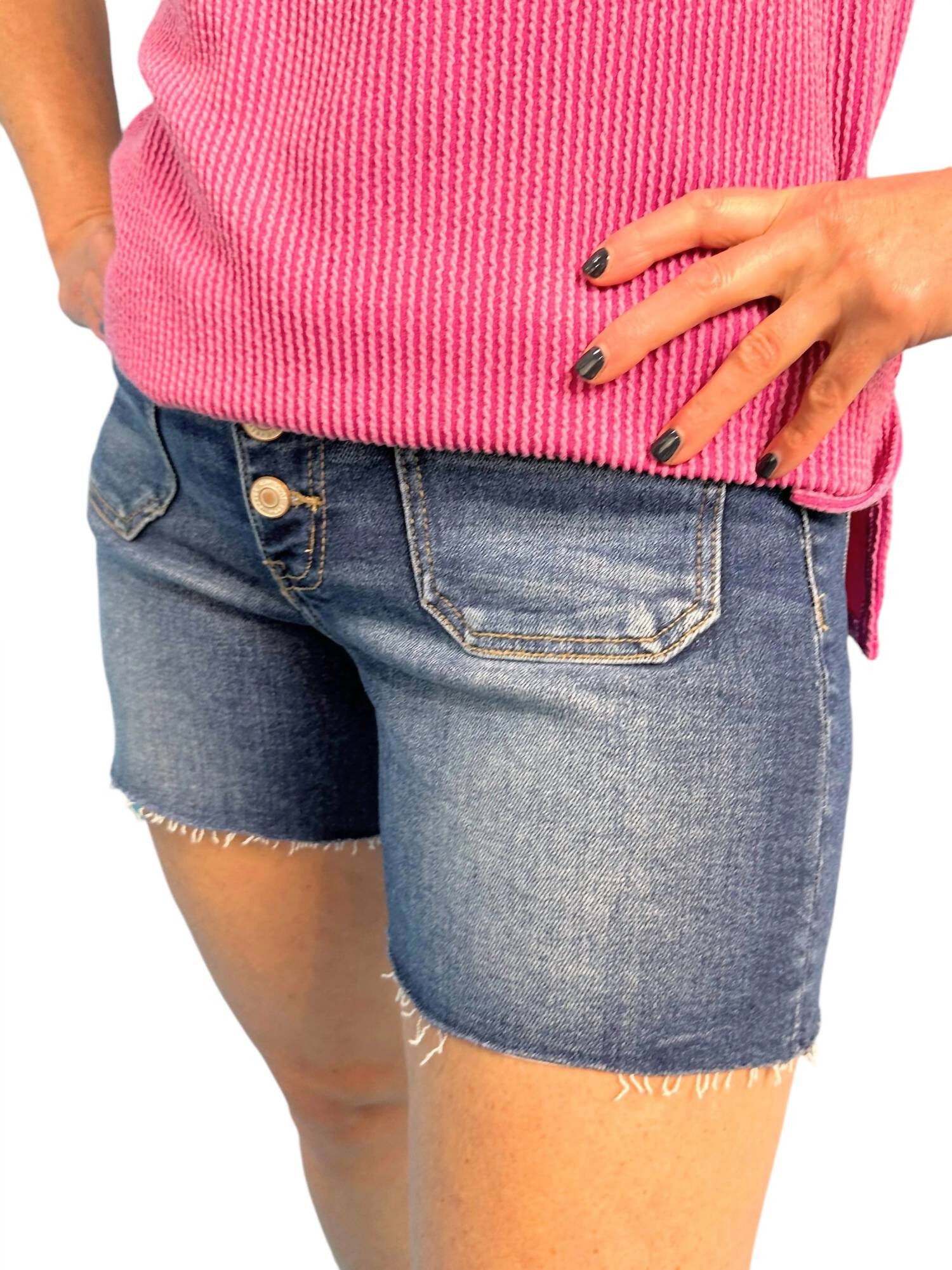 Denim Button Fly Shorts, Medium Wash / Medium Wash, alternate image number 3
