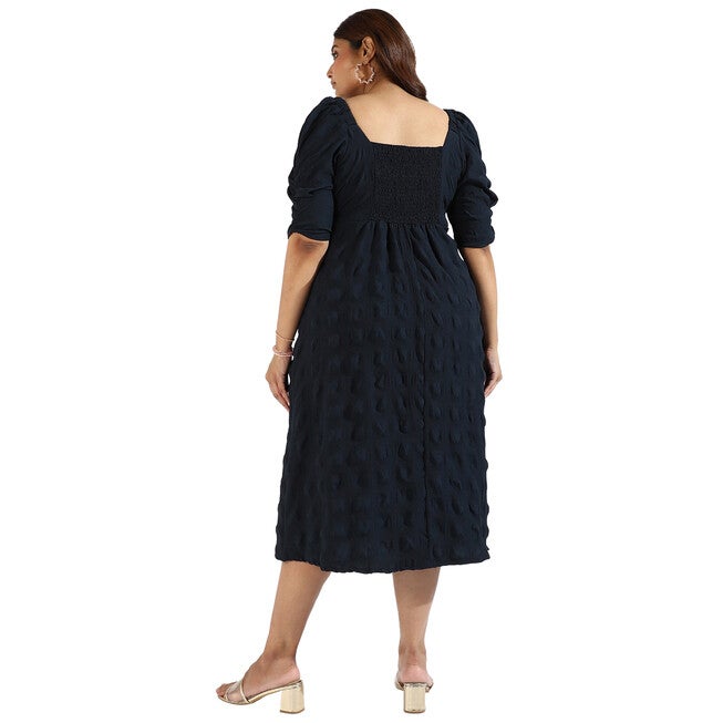 Women Solid Black Side Slit Dresses, Navy / Navy, alternate image number null