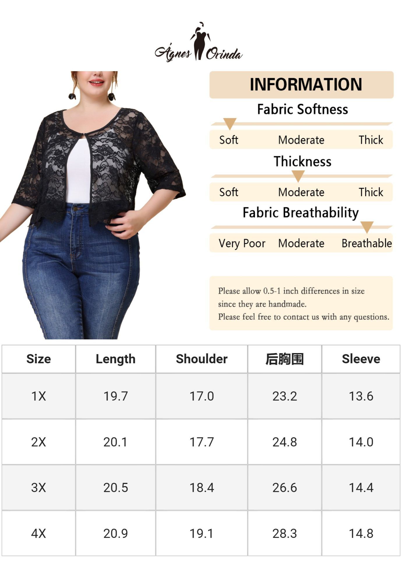 1/2 SLEEVE SHEER LACE BOLERO SHRUG, Black / Black, alternate image number 4