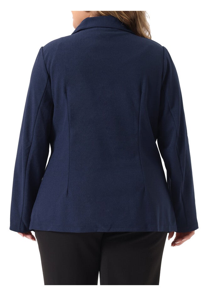 LAPEL COLLAR ELEGANT DOUBLE BREASTED WORK BLAZER, Navy Blue / Navy, alternate image number 3