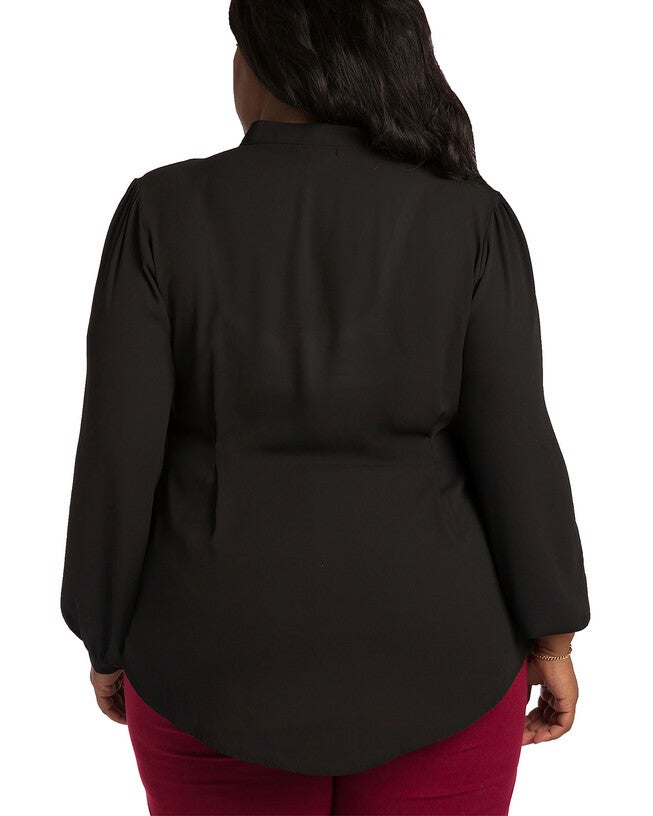 Plus Size Tasha Chiffon Button-Up Neck-Tie Blouse, , alternate image number null