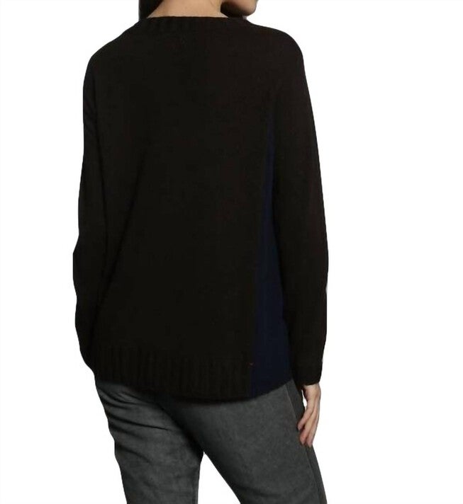 CHUNKY RIB TUNIC IN BROWN/NAVY, , alternate image number null