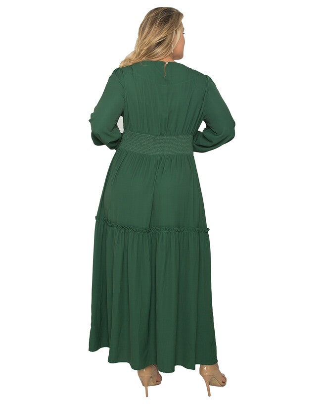 Plus Size Zina Smocked Waist Long Sleeve Maxi Dress, , alternate image number 6