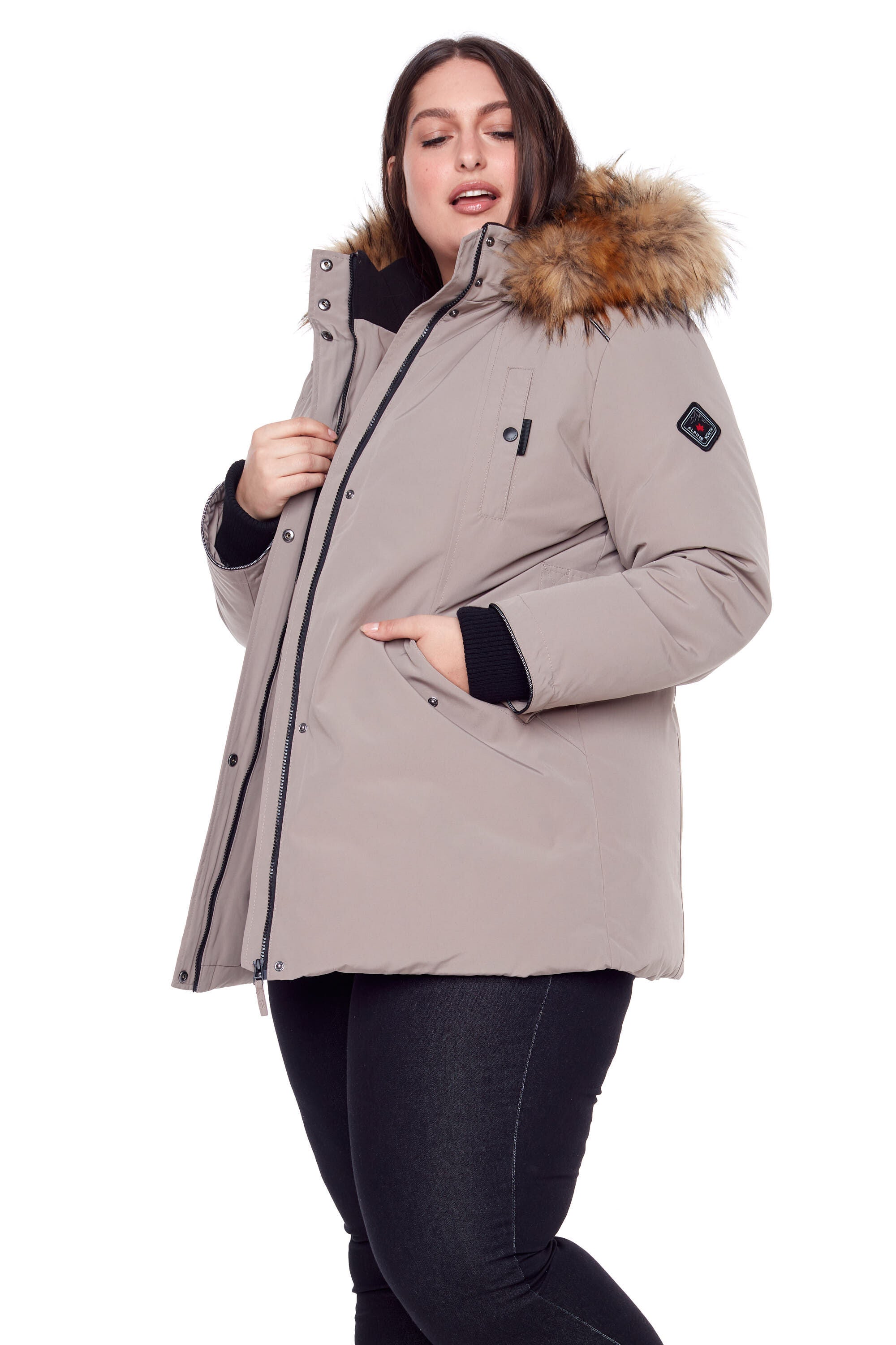 GLACIER | Vegan Down Recycled Parka Winter Jacket, Taupe / Taupe, hi-res image number 0