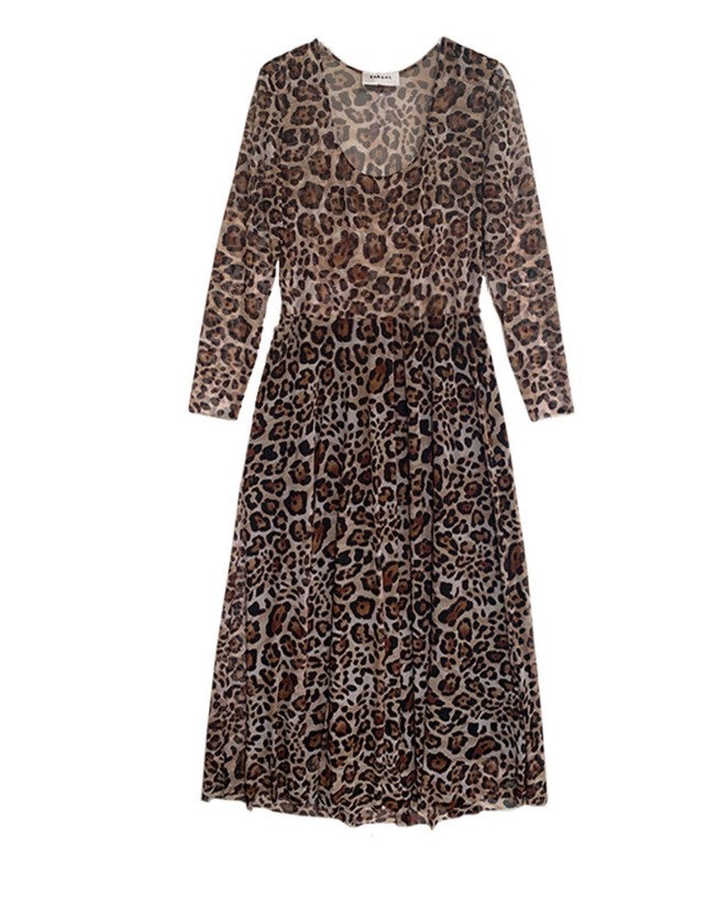 The Graham Mesh Midi Dress in Leopard, leopard / Brown, hi-res image number 0