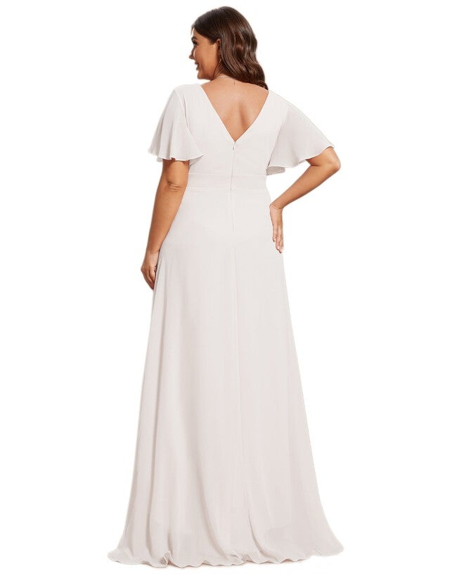 Charming Chiffon Bridesmaid Dress with Lotus Leaf Hemline, White / White, alternate image number null
