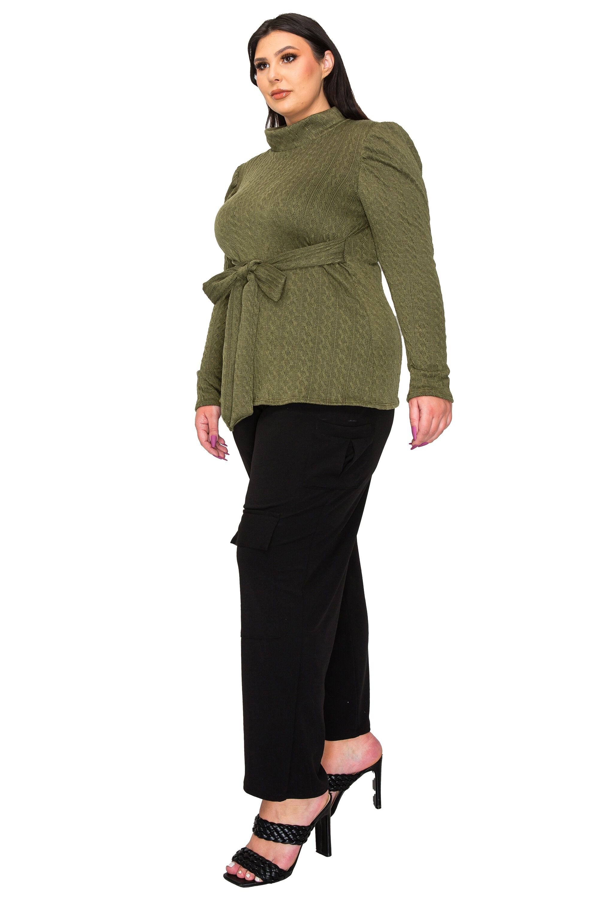 CATRIONA WAIST TIE SWEATER, Olive / Olive Green, alternate image number 1