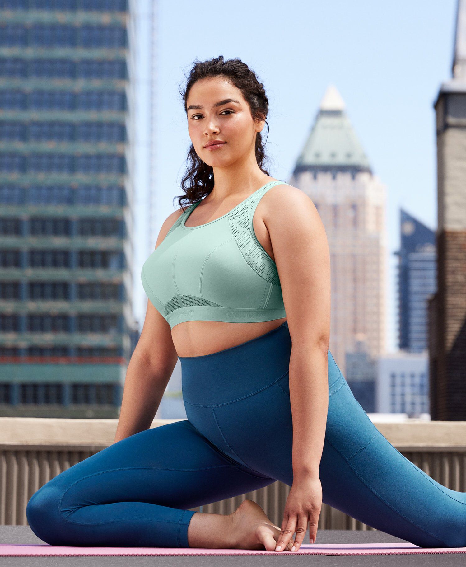 No-Sweat Mesh Sports Bra, Jade / Light Green, alternate image number 1