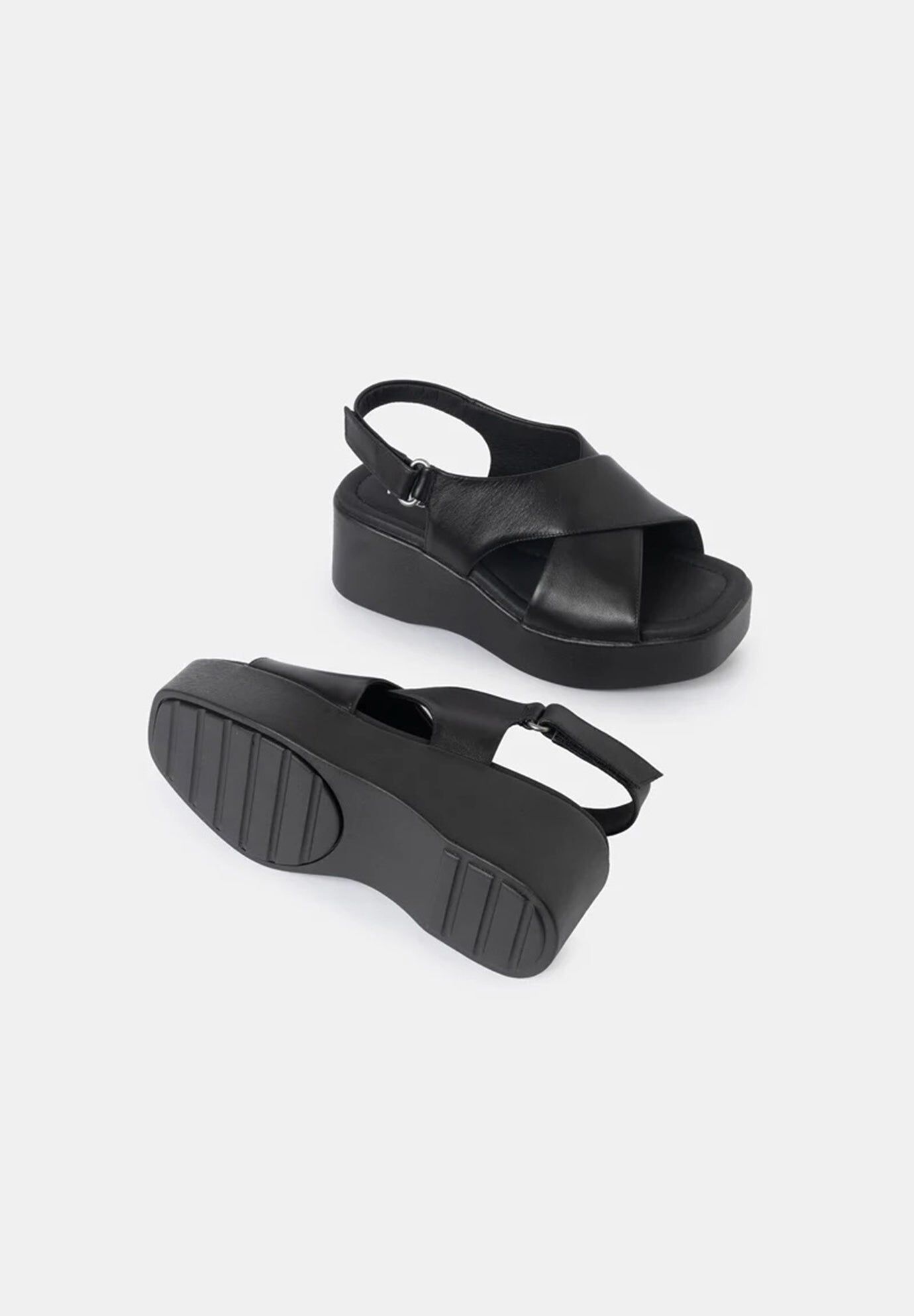 Bianca Wedge Sandals, Black / Black, alternate image number 3