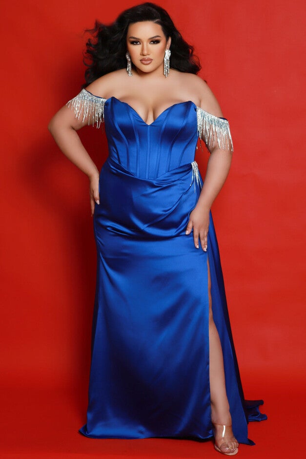 GRAND PRIX FORMAL GOWN, Cobalt / Cobalt, hi-res image number 0